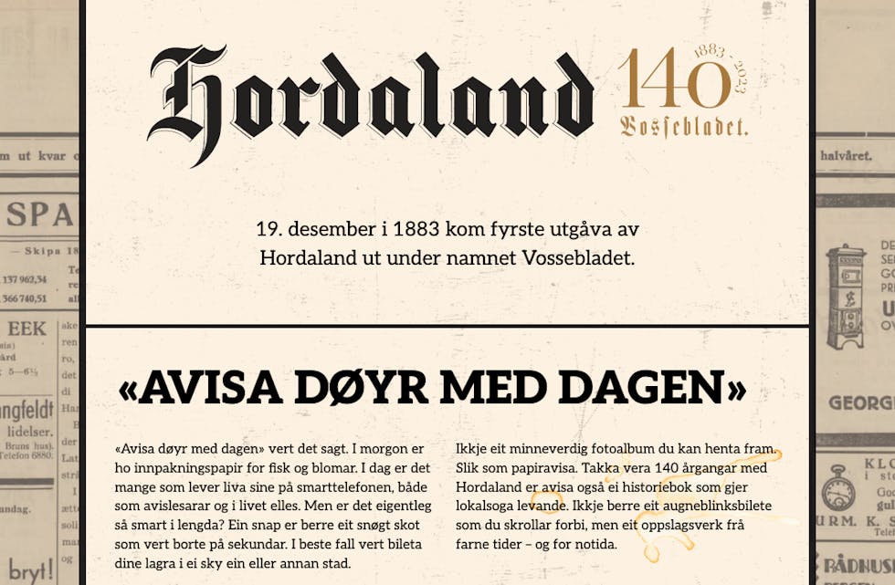 Utsnitt frå den digitale jolekalenderen til Avisa Hordaland.